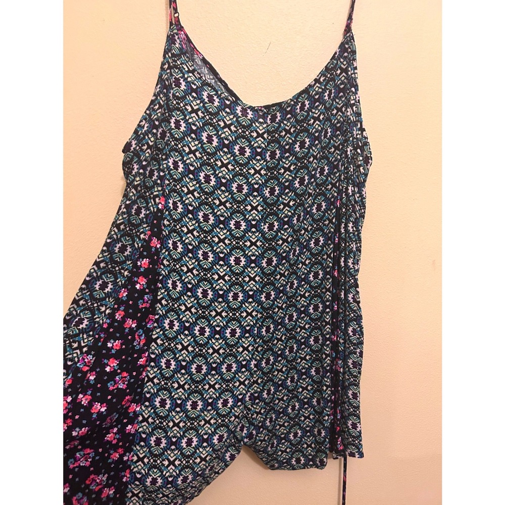 Mimi Chica Tank Top Romper 3X Black Mixed Print Excellent Boho High Low